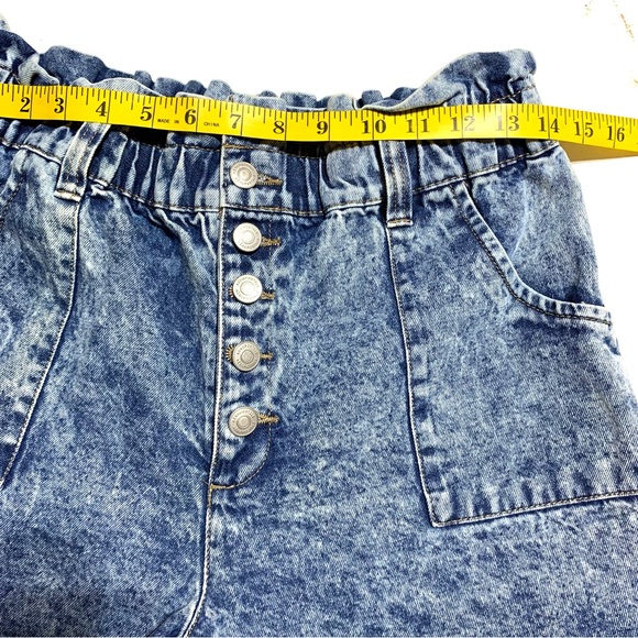AERO Blue Paper Bag Button Fly Rolled Up Hem Jean Short Size Medium - Picture 9 of 12